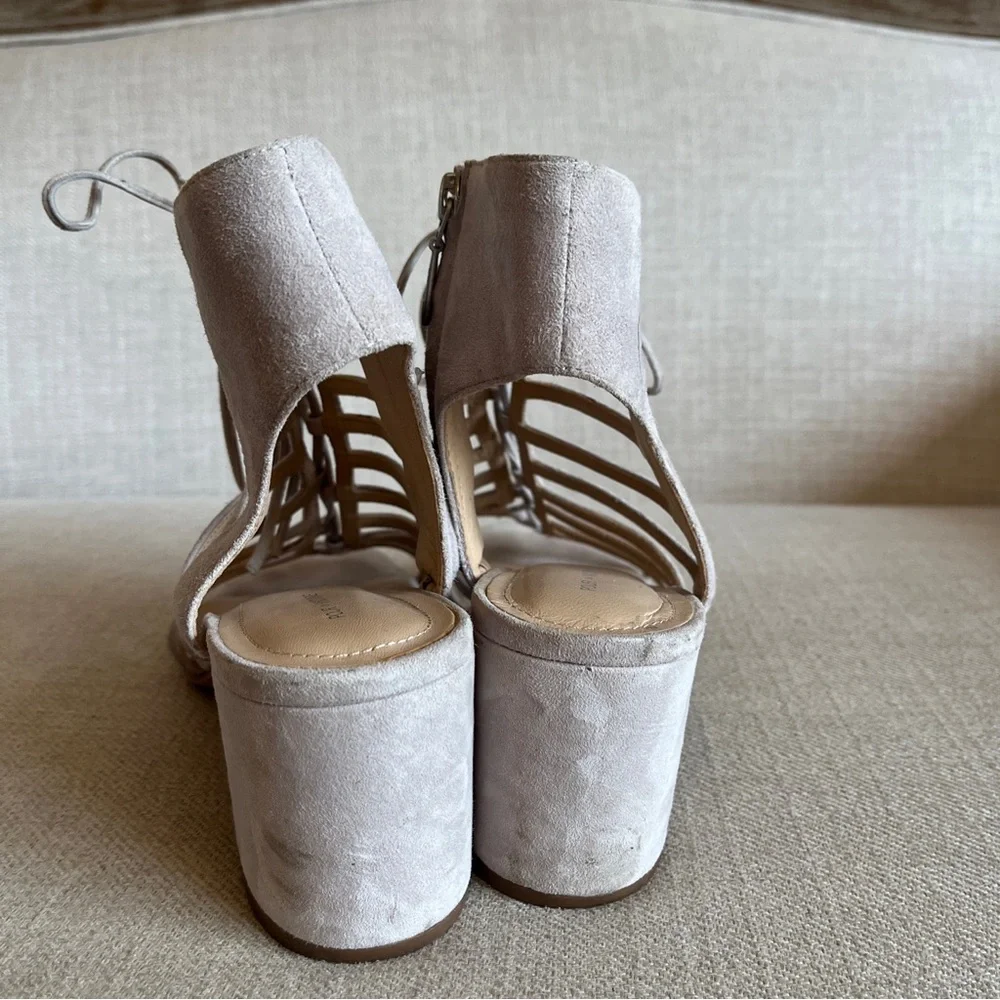 Pour La Victoire Size 9.5‎ Amabelle Kid Suede Block Heel Dress Sandal Color Mist